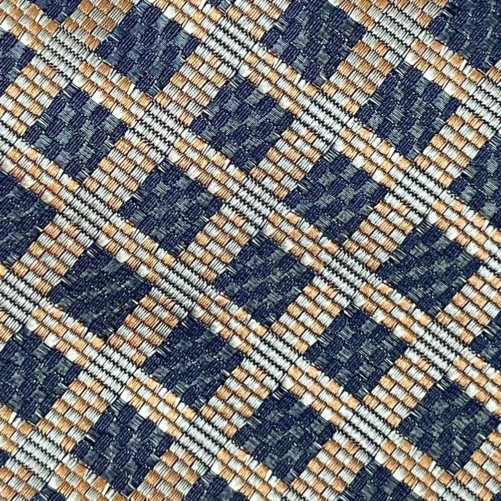 VTG Zignone Platinum‎ Gray Yellow Check Necktie 100% Poly 58x4 Old Money